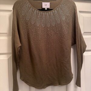 LIV Women's Olive Green Crew Neck Sweater